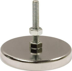 Mag-Mate - 90 Lb Max Pull Force, 3/8" Overall Height, 2.88" Diam, Ceramic Cup Magnet - Bolt & Nut Style, Chrome Plated - Exact Tool & Supply