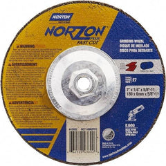 Norton - 7" Wheel Diam, 1/4" Wheel Thickness, Type 27 Depressed Center Wheel - Ceramic, Resinoid Bond, 8,600 Max RPM - Exact Tool & Supply