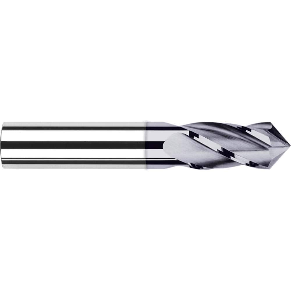 Harvey Tool - 3/32" Diam, 3/8" LOC, 4 Flute 100° Point Angle Solid Carbide Drill Mill - Exact Tool & Supply