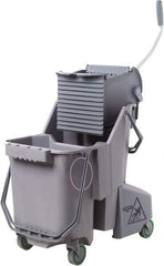 Unger - 32 Qt Plastic Bucket & Wringer - 21" Long x 20" High x 15" Wide, Gray, Aluminum Handle - Exact Tool & Supply