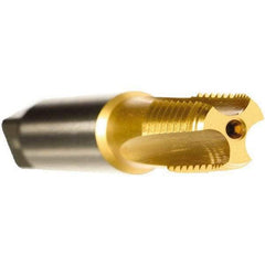 Emuge - TiN Coated, Cobalt, Interrupted Thread Pipe Tap - 3-3/4 Inch Overall Length, 1-3/4 Inch Thread Length, 0.84 Inch Square Size, Series KEG - Exact Tool & Supply