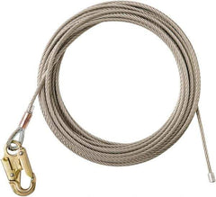 PRO-SAFE - 100' Long, 350 Lb Capacity, 1 Leg Locking Snap Hook Harness Lifeline - 5/16" Diam, Stainless Steel, Locking Snap Hook Anchorage Connection - Exact Tool & Supply