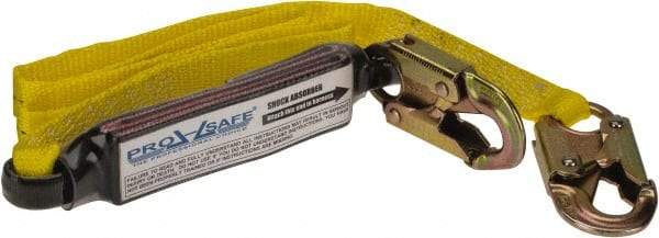 PRO-SAFE - 6' Long, 350 Lb Capacity, 1 Leg Locking Snap Hook Harness Shock Absorbing Lanyard - Polyester Webbing, Locking Snap Hook Anchorage Connection - Exact Tool & Supply