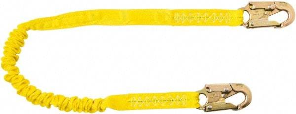 PRO-SAFE - 6' Long, 350 Lb Capacity, 1 Leg Locking Snap Hook Harness Shock Absorbing Lanyard - Polyester Webbing, Locking Snap Hook Anchorage Connection - Exact Tool & Supply