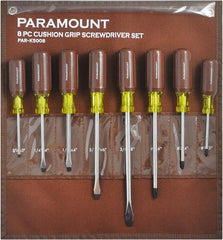 Paramount - 8 Piece Phillips & Slotted Screwdriver Set - Bit Sizes: Philips #1 to #3 - Exact Tool & Supply