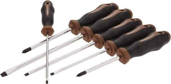 Paramount - 6 Piece Slotted & Phillips Screwdriver Set - Bit Sizes: Philips #1 & #2 - Exact Tool & Supply