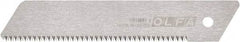 Olfa - 1 Piece Steel Serrated Blade - 142mm OAL, 5-37/64" Blade Length, 0.02" Blade Thickness - Exact Tool & Supply
