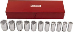 Proto - 11 Piece 3/4" Drive Deep Socket Set - 6 Points, 7/8 to 1-5/8", Inch Measurement Standard - Exact Tool & Supply