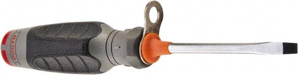 Proto - Tethered & Slotted Screwdriver - Round Shank, Ergonomic Handle - Exact Tool & Supply