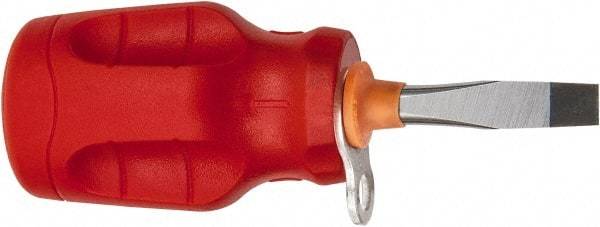 Proto - Tethered & Slotted Screwdriver - Round Shank, Ergonomic Handle - Exact Tool & Supply