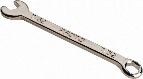 Proto - 7/32" 6 Point Combination Wrench - 3-5/64" OAL, Steel, Nickel Finish - Exact Tool & Supply