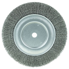 Weiler - Wheel Brushes; Outside Diameter (Inch): 8 ; Arbor Hole Thread Size: 1/4 ; Wire Type: Crimped Wire ; Fill Material: Steel ; Face Width (Inch): 5/8 ; Trim Length (Inch): 1-1/2 - Exact Tool & Supply