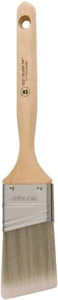 Wooster Brush - 1-1/2" Angled Synthetic Sash Brush - 2-7/16" Bristle Length, 7.13" Wood Fluted Handle - Exact Tool & Supply
