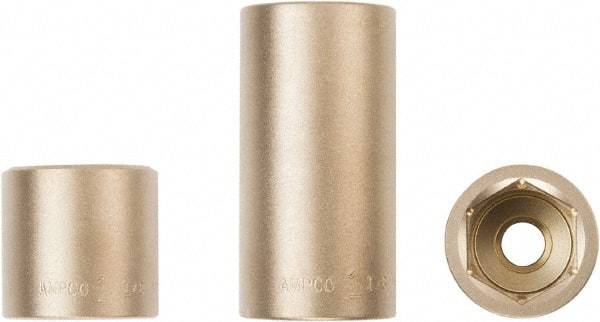 Ampco - 1/2" Drive, Standard Hand Socket - 6 Points, 1-1/2" OAL, Aluminum Bronze - Exact Tool & Supply