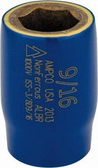 Ampco - 9/16", 3/8" Drive, Standard Hand Socket - 6 Points, 1-1/2" OAL, Aluminum Bronze - Exact Tool & Supply