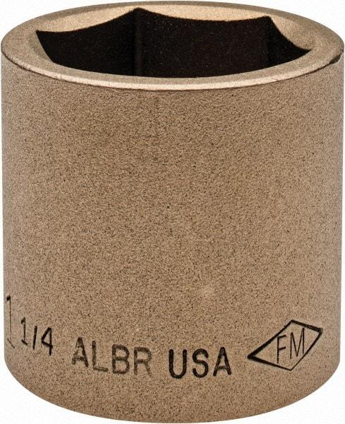 Ampco - 1-1/4", 1/2" Drive, Standard Hand Socket - 6 Points, 1-5/8" OAL, Aluminum Bronze - Exact Tool & Supply