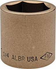 Ampco - 1-1/4", 1/2" Drive, Standard Hand Socket - 6 Points, 1-5/8" OAL, Aluminum Bronze - Exact Tool & Supply