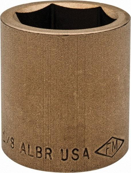 Ampco - 1-1/8", 1/2" Drive, Standard Hand Socket - 6 Points, 1-5/8" OAL, Aluminum Bronze - Exact Tool & Supply