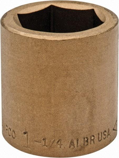 Ampco - 1-1/4", 3/4" Drive, Standard Hand Socket - 6 Points, 2" OAL, Aluminum Bronze - Exact Tool & Supply