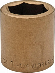 Ampco - 1-1/4", 3/4" Drive, Standard Hand Socket - 6 Points, 2" OAL, Aluminum Bronze - Exact Tool & Supply