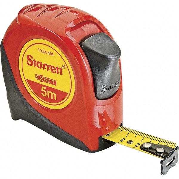 Starrett - 16' x 3/4" Yellow Blade Tape Measure - 1mm Graduation, S6 Graduation Style, Red Case - Exact Tool & Supply