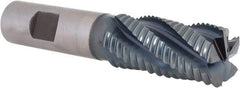 Hertel - 7/8" Diam, Coarse Pitch, 1-7/8" LOC, 5 Flute Cobalt Roughing Square End Mill - TiCN Finish, 4-1/8" OAL, 3/4" Shank Diam, Single End, Centercutting, 30° Helix - Exact Tool & Supply