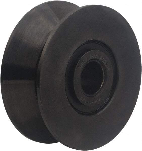 Accurate Bushing - 1" Bore, 4-1/2" Roller Diam x 1-3/4" Roller Width, Carbon Steel V-Grooved Yoke Roller - 14,300 Lb Dynamic Load Capacity, 1-13/16" Overall Width - Exact Tool & Supply