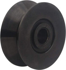 Accurate Bushing - 1-1/4" Bore, 5-1/2" Roller Diam x 2-1/4" Roller Width, Carbon Steel V-Grooved Yoke Roller - 17,600 Lb Dynamic Load Capacity, 2-5/16" Overall Width - Exact Tool & Supply