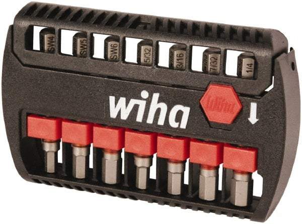Wiha - 7 Piece, Bit Set - 5/32 to 1/4", 4 to 6mm Hex, Hex Point - Exact Tool & Supply
