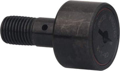 Accurate Bushing - 1-1/4" Roller Diam x 3/4" Width, 1/2" Stud Diam x 1-1/4" Length, Sealed Self Lubricating Stud Cam Follower with Nonmetallic Bushing - Carbon Steel, 5/8" Thread Length, 1/2-20 Thread, 2" OAL - Exact Tool & Supply