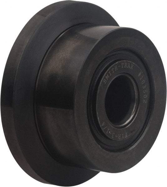 Accurate Bushing - 1" Bore, 3" Roller Diam x 1-3/4" Roller Width, Carbon Steel Flanged Yoke Roller - 14,300 Lb Dynamic Load Capacity, 1-13/16" Overall Width - Exact Tool & Supply