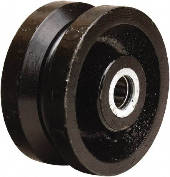 Hamilton - 4 Inch Diameter x 2 Inch Wide, Cast Iron Caster Wheel - 800 Lb. Capacity, 2-3/16 Inch Hub Length, 5/8 Inch Axle Diameter, Straight Roller Bearing - Exact Tool & Supply