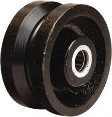 Hamilton - 4 Inch Diameter x 2 Inch Wide, Cast Iron Caster Wheel - 800 Lb. Capacity, 2-3/16 Inch Hub Length, 5/8 Inch Axle Diameter, Straight Roller Bearing - Exact Tool & Supply