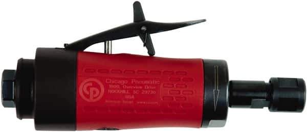 Chicago Pneumatic - 1/4" Collet, Straight Handle, Air Angle Die Grinder - 30,000 RPM, Rear Exhaust, 19 CFM, 0.4 hp, 90 psi, 6.35mm Inlet - Exact Tool & Supply