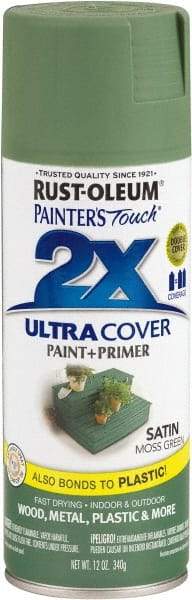 Rust-Oleum - Moss Green, Gloss, Enamel Spray Paint - 8 to 12 Sq Ft per Can, 12 oz Container - Exact Tool & Supply