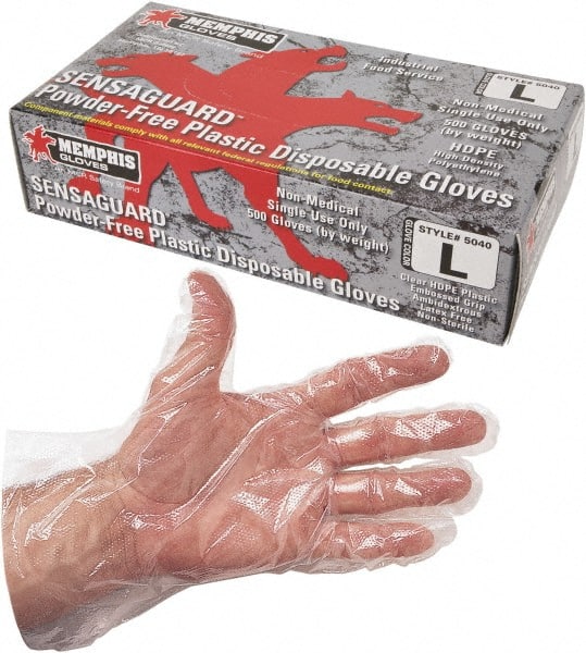 MCR Safety - Size XL, 0.4 mil, Industrial Grade, Powder Free Polyethylene Disposable Gloves - Exact Tool & Supply