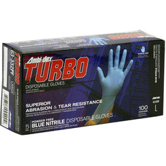 ‎63-332PF/XXL Disposable Gloves - Ambi-Dex Turbo Disposable Nitrile - 5 mil Blue - Powder Free - Text Grip - Exact Tool & Supply