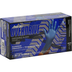 ‎63-336/S Disposable Gloves - Ambi-Dex Overdrive Disposable Nitrile - 6 mil Blue - Powdered - Text - Exact Tool & Supply