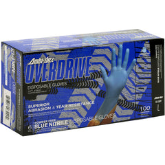 ‎63-336PF/S Disposable Gloves - Ambi-Dex Overdrive Disposable Nitrile - 6 mil Blue - Powder Free - Exact Tool & Supply
