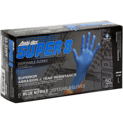 ‎63-338PF/M Disposable Gloves - Ambi-Dex Super 8 Disposable Nitrile 8 mil Blue - Powder Free - Text Grip - Exact Tool & Supply