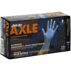 ‎63-532/M Disposable Gloves - Ambi-Dex Axle Disposable Nitrile - 4 mil Blue - Powdered - Textured Grip - Exact Tool & Supply