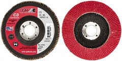 Camel Grinding Wheels - 80 Grit, 5" Disc Diam, 7/8" Center Hole, Ceramic Flap Disc - 12,200 Max RPM, Polyester Backing, Arbor Attaching System, Coated - Exact Tool & Supply