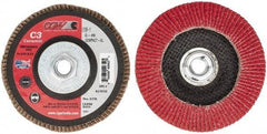 Camel Grinding Wheels - 40 Grit, 5" Disc Diam, 5/8-11 Center Hole, Ceramic Flap Disc - 12,200 Max RPM, Polyester Backing, Arbor Attaching System, Coated - Exact Tool & Supply