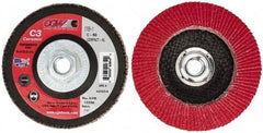 Camel Grinding Wheels - 60 Grit, 5" Disc Diam, 5/8-11 Center Hole, Ceramic Flap Disc - 12,200 Max RPM, Polyester Backing, Arbor Attaching System, Coated - Exact Tool & Supply