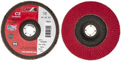 Camel Grinding Wheels - 40 Grit, 7" Disc Diam, 7/8" Center Hole, Type 27 Ceramic Flap Disc - 8,600 Max RPM, Polyester Backing, Arbor Attaching System, Coated - Exact Tool & Supply