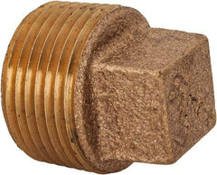 Merit Brass - Class 125, 1-1/4" Internal Pipe, Lead Free Brass Square Head Plug - MNPT - Exact Tool & Supply