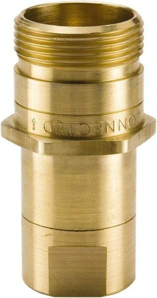 Parker - 1 NPTF Brass Hydraulic Hose Female Pipe Thread Nipple - 3,000 psi, 50 GPM - Exact Tool & Supply