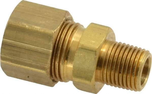 Parker - 3/8" OD, Brass Male Connector - 200 Max Working psi, -65 to 250°F, Comp x MNPT Ends - Exact Tool & Supply