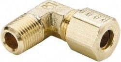 Parker - 5/16" OD, Brass Male Elbow - 300 Max Working psi, -65 to 250°F, Comp x MNPT Ends - Exact Tool & Supply