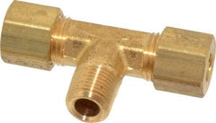 Parker - 1/4" OD, Brass Male Branch Tee - 300 Max Working psi, -65 to 250°F, Comp x Comp x MNPT Ends - Exact Tool & Supply
